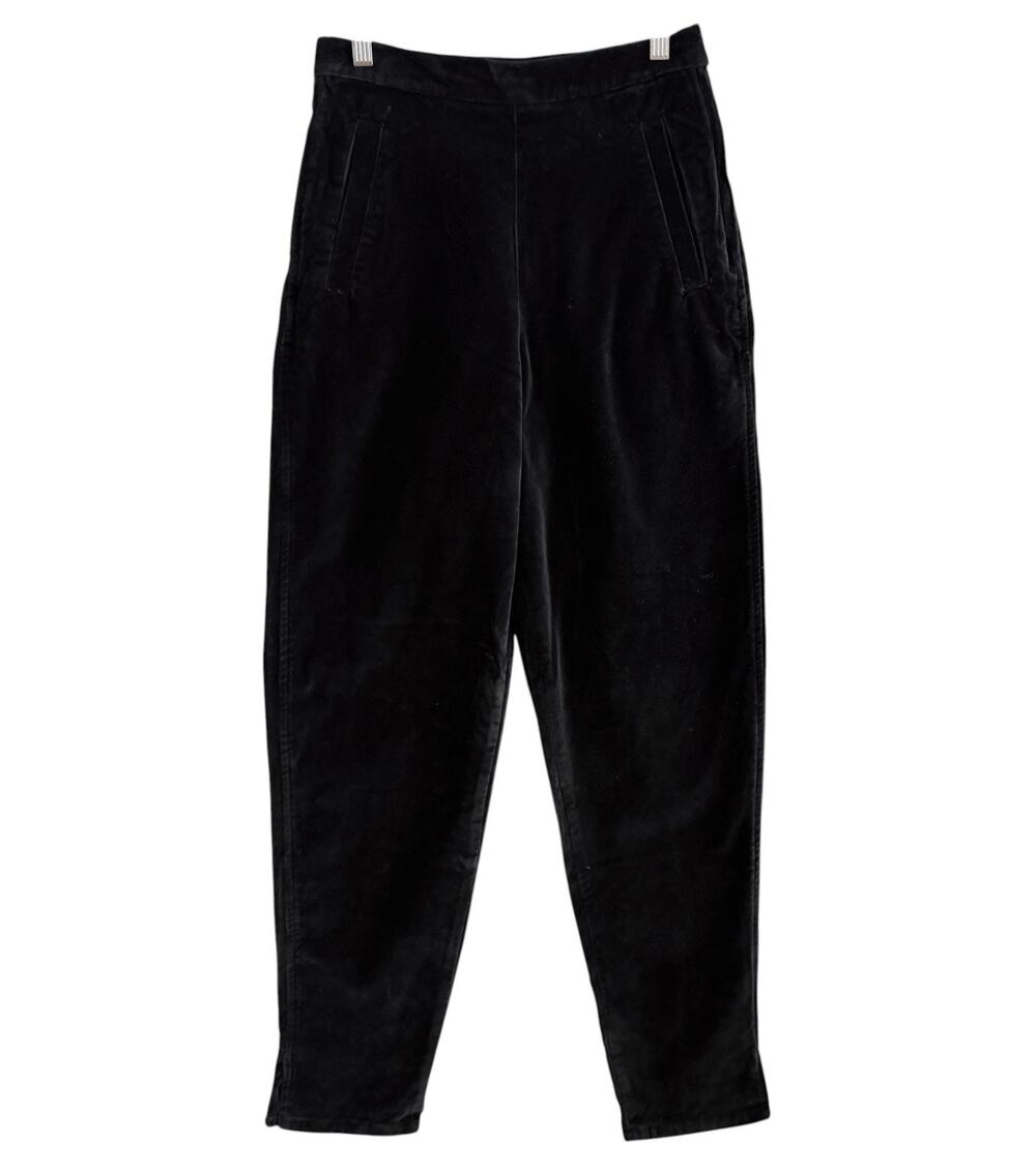 Katharine Hamnett Vintage 90's Black Velvet Tapered Trousers Pants Size 28